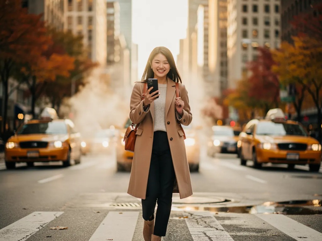 海外旅行でeSIMを使ってスマートフォンで接続する旅行者