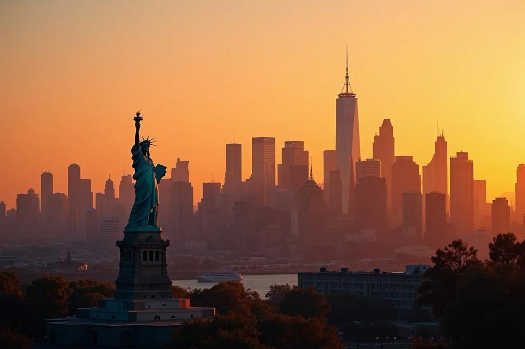 New York City skyline with Manhattan skyscrapers in the United States