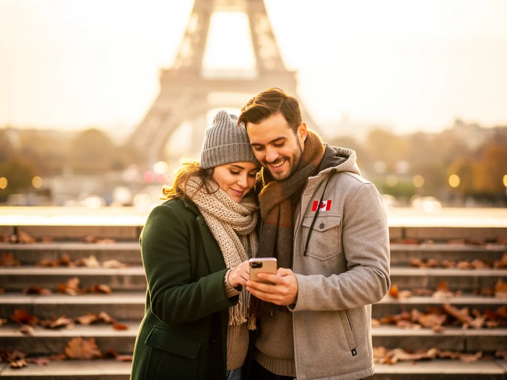 Canadian travelers using eSIM for mobile internet overseas